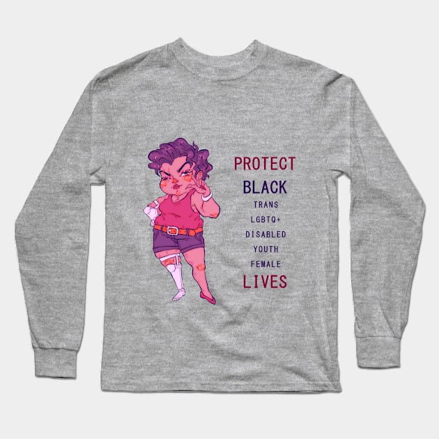 Protect All Black Lives Long Sleeve T-Shirt by Markie Moo Art